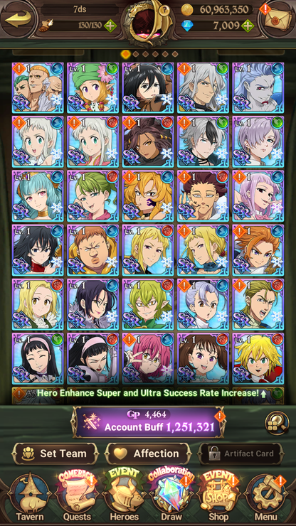[GLOBAL] 7000 diamonds + 190 SSR tickets + Ultimate Escanor++ 7DS Seven Deadly Sins: Grand Cross Resource Starter Account-Mobile Games Starter