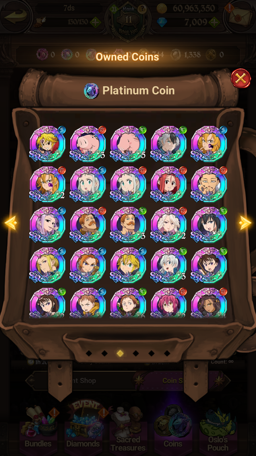 [GLOBAL] 7000 diamonds + 190 SSR tickets + Ultimate Escanor++ 7DS Seven Deadly Sins: Grand Cross Resource Starter Account-Mobile Games Starter