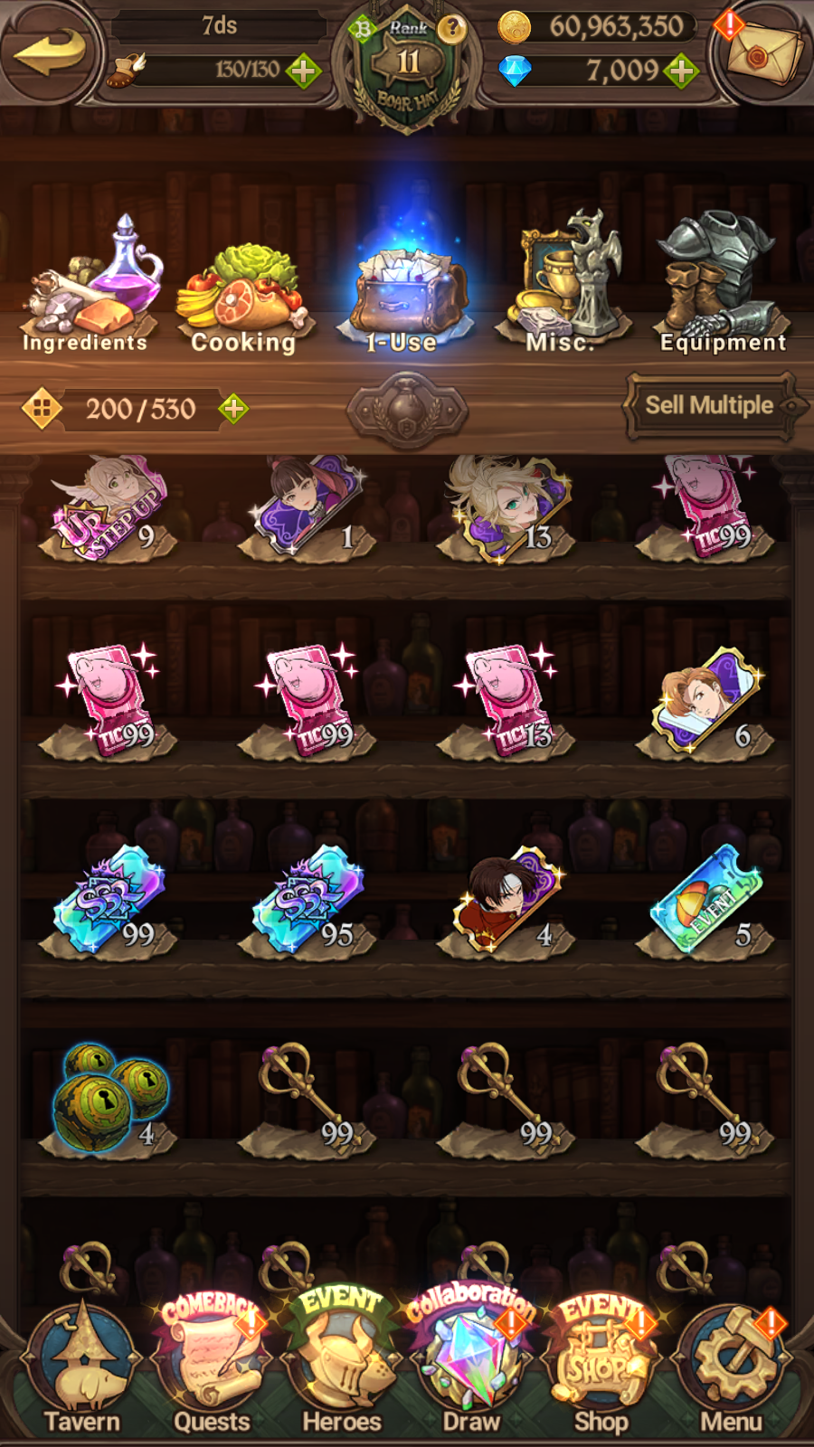 [GLOBAL] 7000 diamonds + 190 SSR tickets + Ultimate Escanor++ 7DS Seven Deadly Sins: Grand Cross Resource Starter Account-Mobile Games Starter