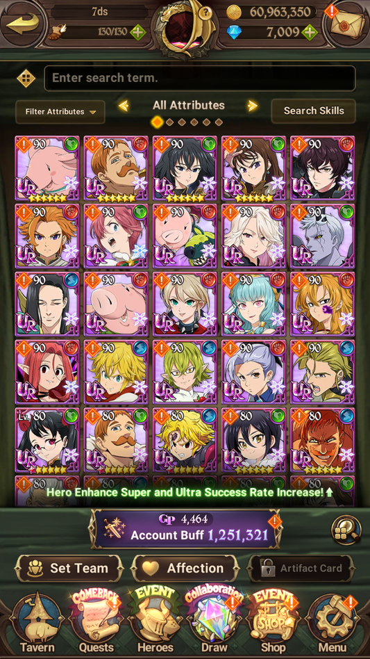 [GLOBAL] 7000 diamonds + 190 SSR tickets + Ultimate Escanor++ 7DS Seven Deadly Sins: Grand Cross Resource Starter Account-Mobile Games Starter