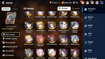 [GLOBAL] Epic 7 Seven 10ML + 25 4★ ML Witch of the Mere Tenebria Belian Zio +20 speed++ 10-10 Account-Mobile Games Starter