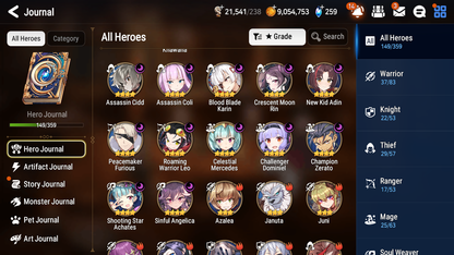 [GLOBAL] Epic 7 Seven 10ML + 25 4★ ML Witch of the Mere Tenebria Belian Zio +20 speed++ 10-10 Account-Mobile Games Starter