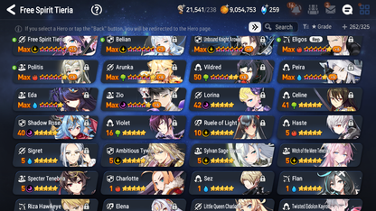[GLOBAL] Epic 7 Seven 10ML + 25 4★ ML Witch of the Mere Tenebria Belian Zio +20 speed++ 10-10 Account-Mobile Games Starter