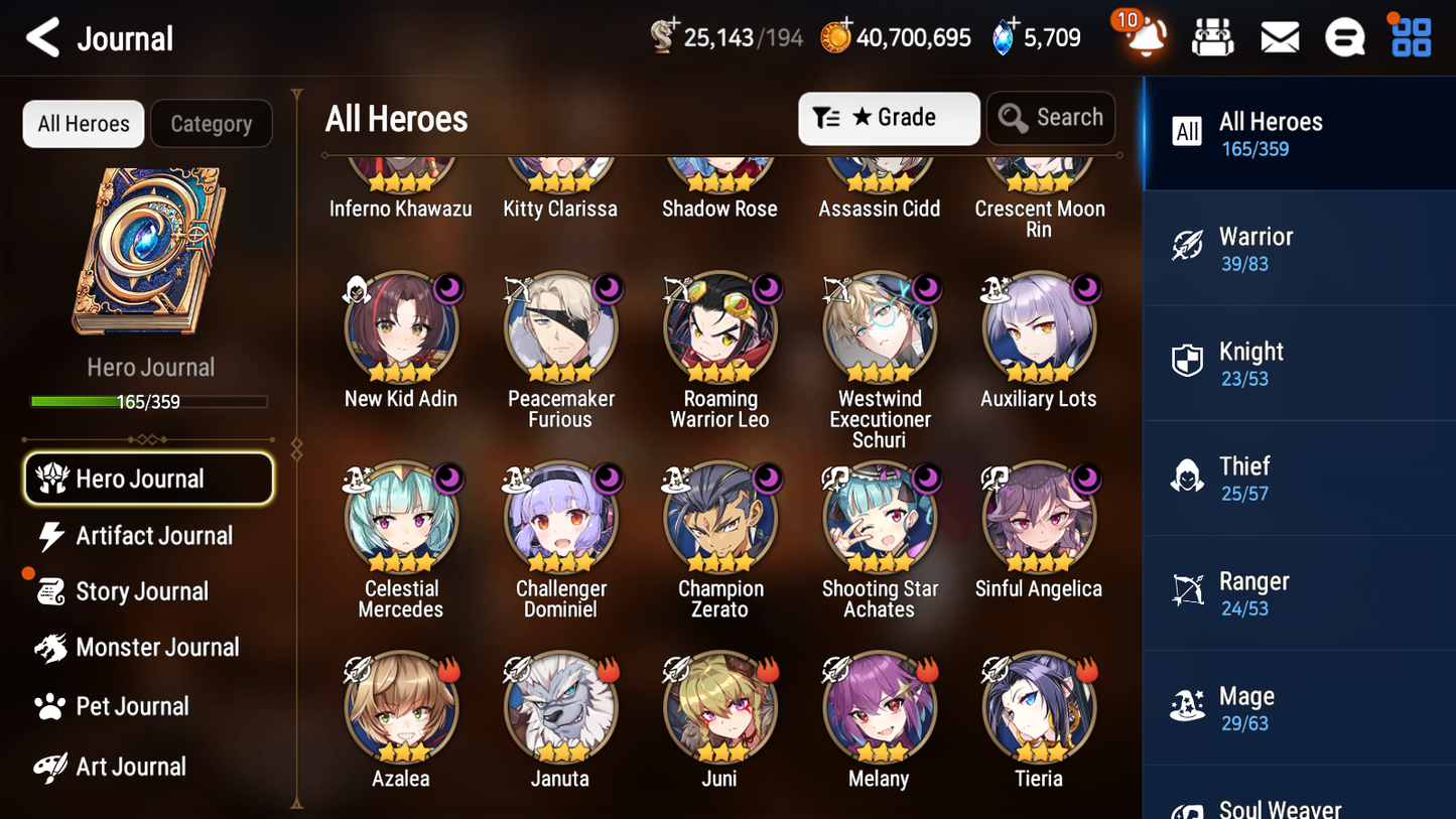 [GLOBAL] Epic 7 Seven 10ML + 26 4★ ML Lady of the Scales New Moon Luna Zio Iseria Kawerik Elena Basar +20 Speed 10-10 Account-Mobile Games Starter