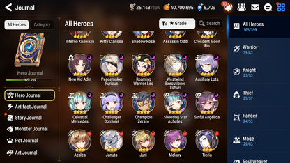 [GLOBAL] Epic 7 Seven 10ML + 26 4★ ML Lady of the Scales New Moon Luna Zio Iseria Kawerik Elena Basar +20 Speed 10-10 Account-Mobile Games Starter