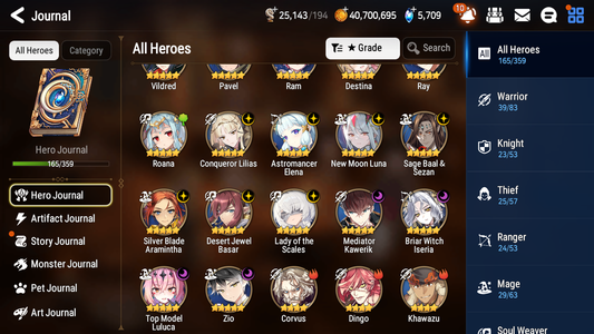 [GLOBAL] Epic 7 Seven 10ML + 26 4★ ML Lady of the Scales New Moon Luna Zio Iseria Kawerik Elena Basar +20 Speed 10-10 Account-Mobile Games Starter