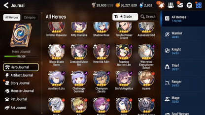 [GLOBAL] Epic 7 Seven 10ML + 27 4★ ML Witch of the Mere Tenebria Hellion Lua Conqueror Lilias Straze Belian Apocalypse Ravi +20 speed++ 10-10 Account-Mobile Games Starter