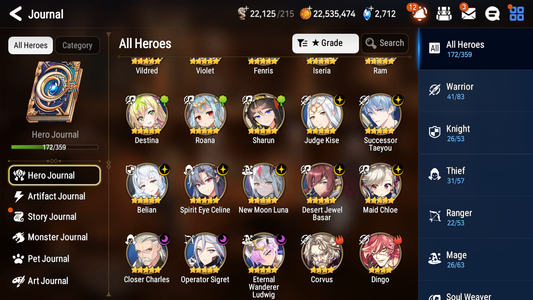 [GLOBAL] Epic 7 Seven 10ML + 29 4★ ML New Moon Luna Successor Taeyou Belian Rem+20 speed++ 10-10 Account-Mobile Games Starter