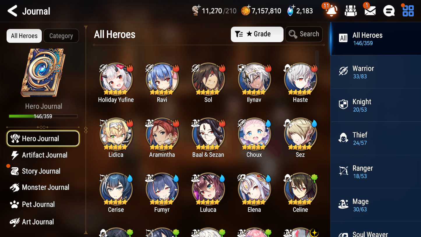 [GLOBAL] Epic 7 Seven 10ML + 30 4★ ML(lots dups) Harsetti Hellion Lua New Moon Luna Sea Phantom Politis Charles Archdemon's Shadow Martial Artist Ken Holiday Yufine+20 Speed 10-10 Account-Mobile Games Starter