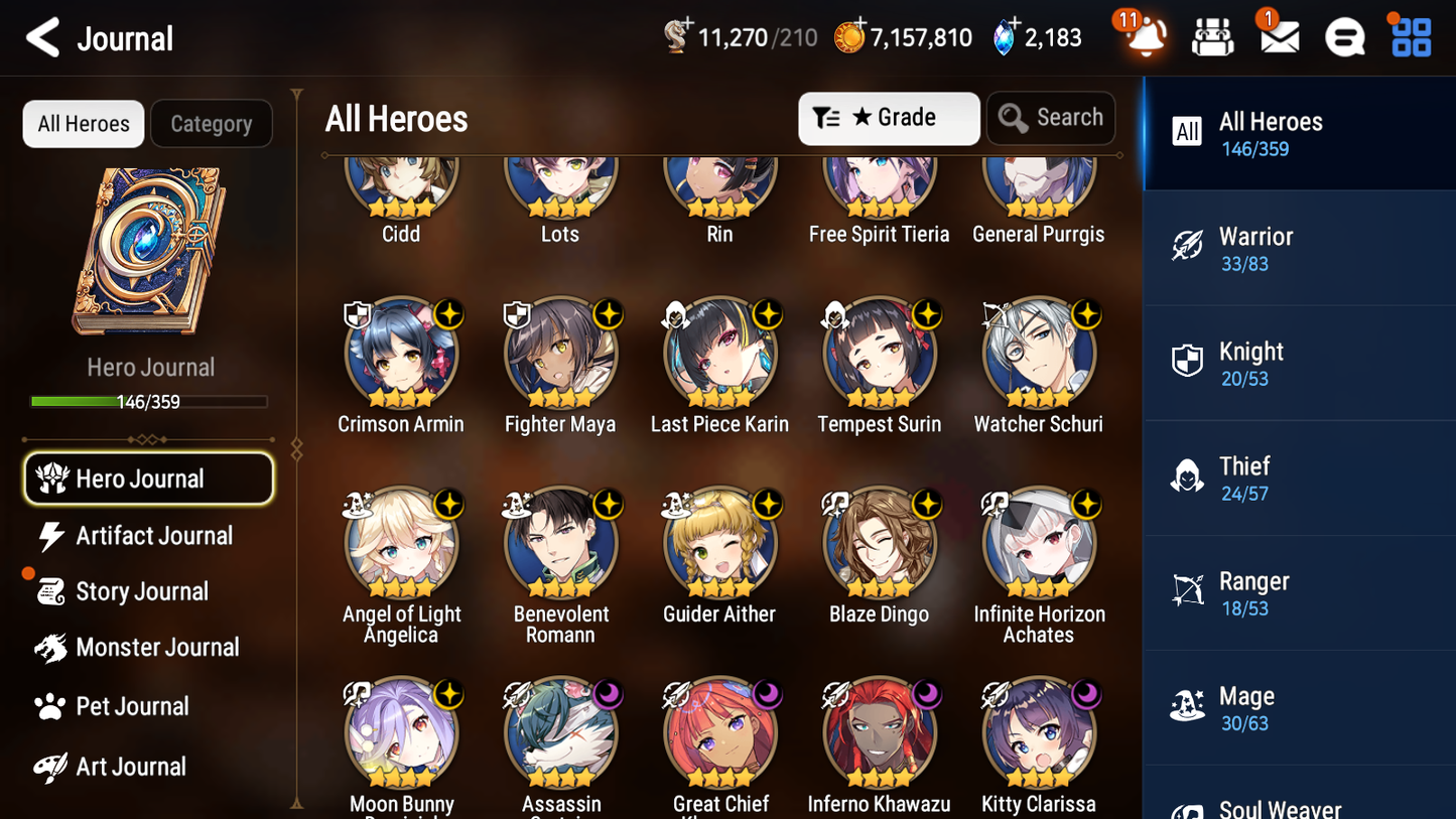 [GLOBAL] Epic 7 Seven 10ML + 30 4★ ML(lots dups) Harsetti Hellion Lua New Moon Luna Sea Phantom Politis Charles Archdemon's Shadow Martial Artist Ken Holiday Yufine+20 Speed 10-10 Account-Mobile Games Starter