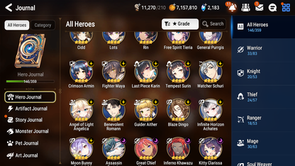 [GLOBAL] Epic 7 Seven 10ML + 30 4★ ML(lots dups) Harsetti Hellion Lua New Moon Luna Sea Phantom Politis Charles Archdemon's Shadow Martial Artist Ken Holiday Yufine+20 Speed 10-10 Account-Mobile Games Starter