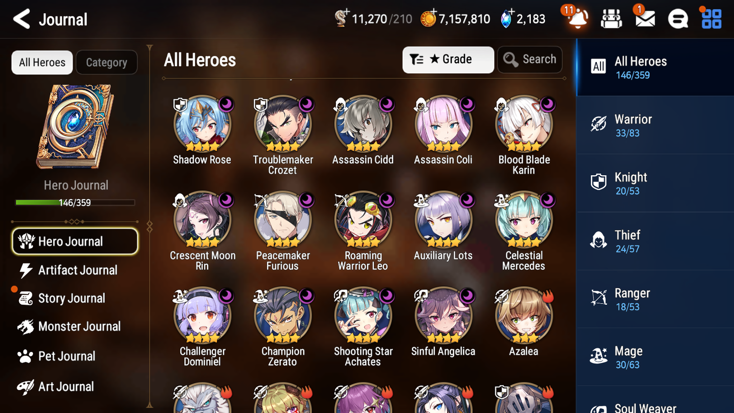 [GLOBAL] Epic 7 Seven 10ML + 30 4★ ML(lots dups) Harsetti Hellion Lua New Moon Luna Sea Phantom Politis Charles Archdemon's Shadow Martial Artist Ken Holiday Yufine+20 Speed 10-10 Account-Mobile Games Starter