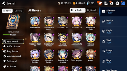 [GLOBAL] Epic 7 Seven 10ML + 30 4★ ML(lots dups) Harsetti Hellion Lua New Moon Luna Sea Phantom Politis Charles Archdemon's Shadow Martial Artist Ken Holiday Yufine+20 Speed 10-10 Account-Mobile Games Starter