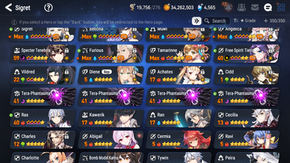 [GLOBAL] Epic 7 Seven 10ML + 33 4★ ML(lots dups) Hellion Lua Dragon Bride Senya Apocalypse Ravi Archdemon's Shadow Ruele Diene+skin+20 Speed 10-10 Account-Mobile Games Starter