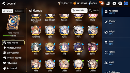 [GLOBAL] Epic 7 Seven 10ML + 33 4★ ML(lots dups) Hellion Lua Dragon Bride Senya Apocalypse Ravi Archdemon's Shadow Ruele Diene+skin+20 Speed 10-10 Account-Mobile Games Starter