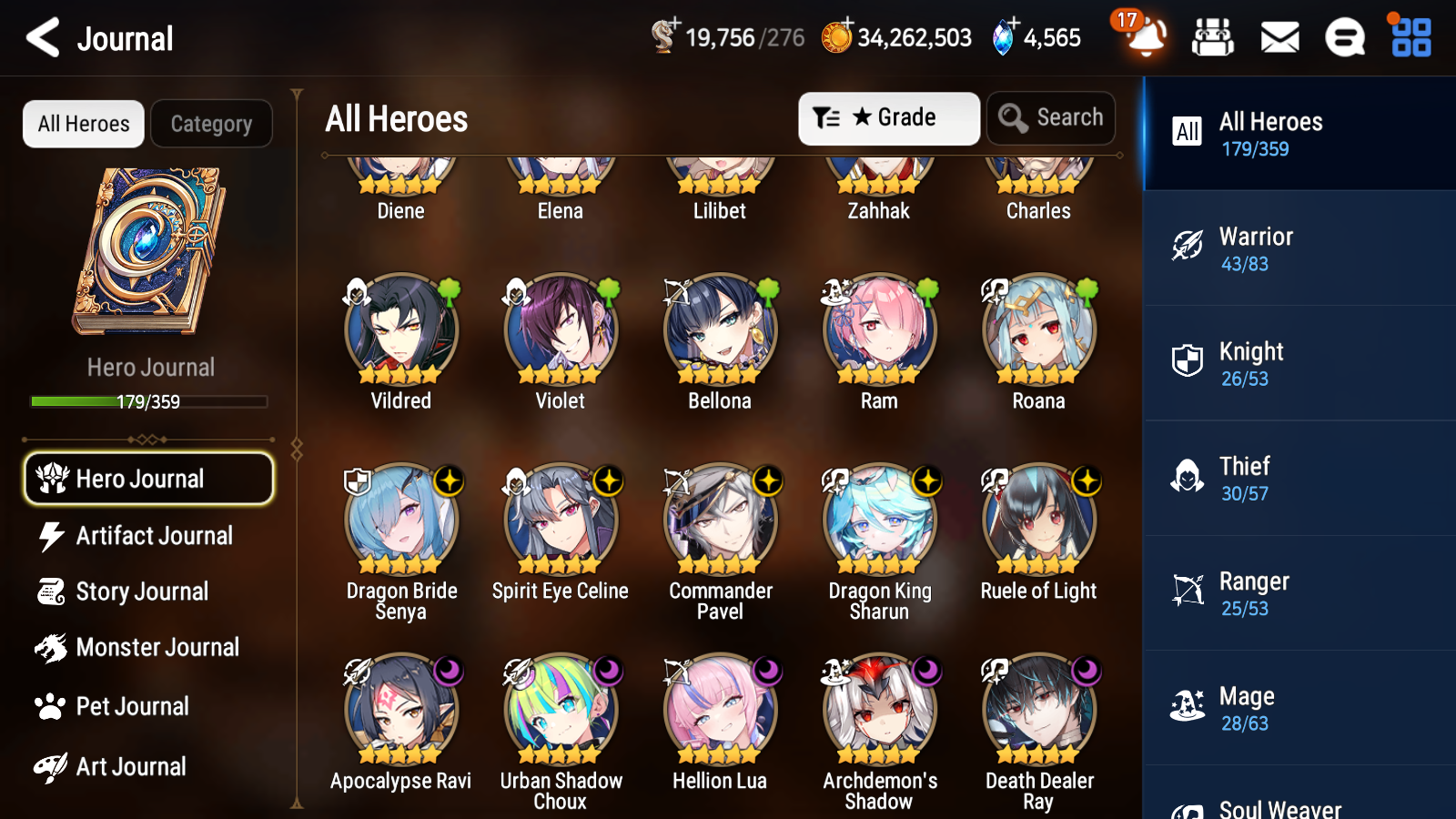 [GLOBAL] Epic 7 Seven 10ML + 33 4★ ML(lots dups) Hellion Lua Dragon Bride Senya Apocalypse Ravi Archdemon's Shadow Ruele Diene+skin+20 Speed 10-10 Account-Mobile Games Starter
