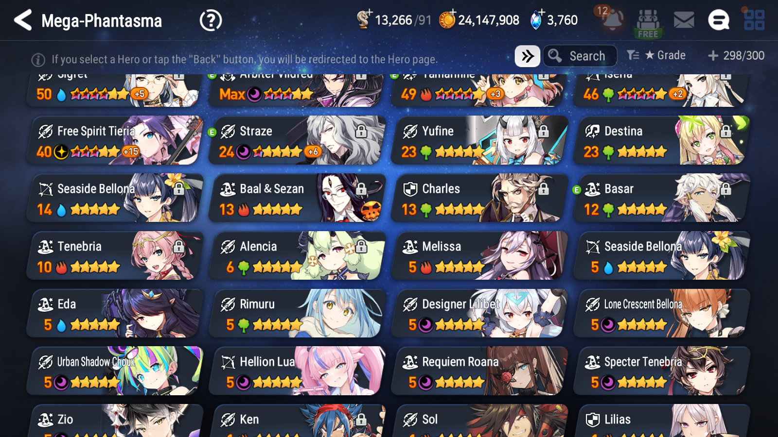 [GLOBAL] Epic 7 Seven 10ML + 34 4★ ML(lots dups) + 30 ML Coin Hellion Lua Navy Captain Landy Dragon Bride Senya Zio Straze Rimuru Seaside Bellona 10-10 Account-Mobile Games Starter