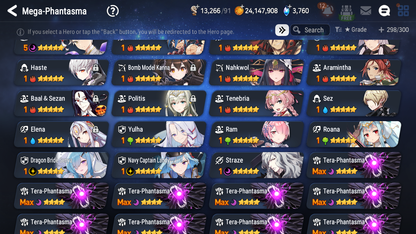 [GLOBAL] Epic 7 Seven 10ML + 34 4★ ML(lots dups) + 30 ML Coin Hellion Lua Navy Captain Landy Dragon Bride Senya Zio Straze Rimuru Seaside Bellona 10-10 Account-Mobile Games Starter