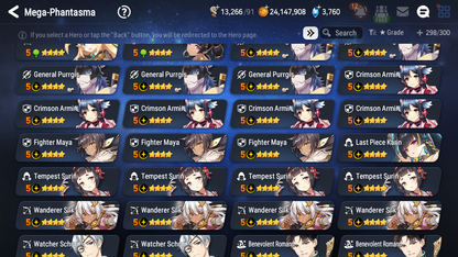 [GLOBAL] Epic 7 Seven 10ML + 34 4★ ML(lots dups) + 30 ML Coin Hellion Lua Navy Captain Landy Dragon Bride Senya Zio Straze Rimuru Seaside Bellona 10-10 Account-Mobile Games Starter