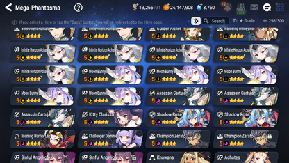 [GLOBAL] Epic 7 Seven 10ML + 34 4★ ML(lots dups) + 30 ML Coin Hellion Lua Navy Captain Landy Dragon Bride Senya Zio Straze Rimuru Seaside Bellona 10-10 Account-Mobile Games Starter