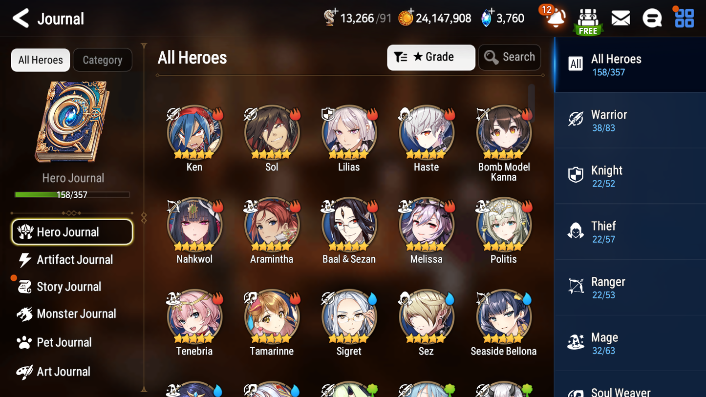 [GLOBAL] Epic 7 Seven 10ML + 34 4★ ML(lots dups) + 30 ML Coin Hellion Lua Navy Captain Landy Dragon Bride Senya Zio Straze Rimuru Seaside Bellona 10-10 Account-Mobile Games Starter