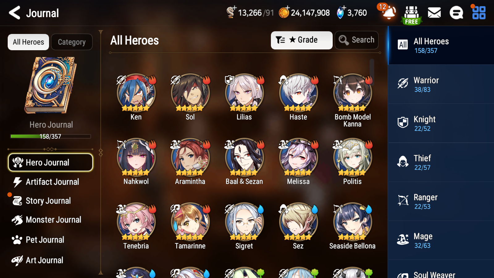 [GLOBAL] Epic 7 Seven 10ML + 34 4★ ML(lots dups) + 30 ML Coin Hellion Lua Navy Captain Landy Dragon Bride Senya Zio Straze Rimuru Seaside Bellona 10-10 Account-Mobile Games Starter