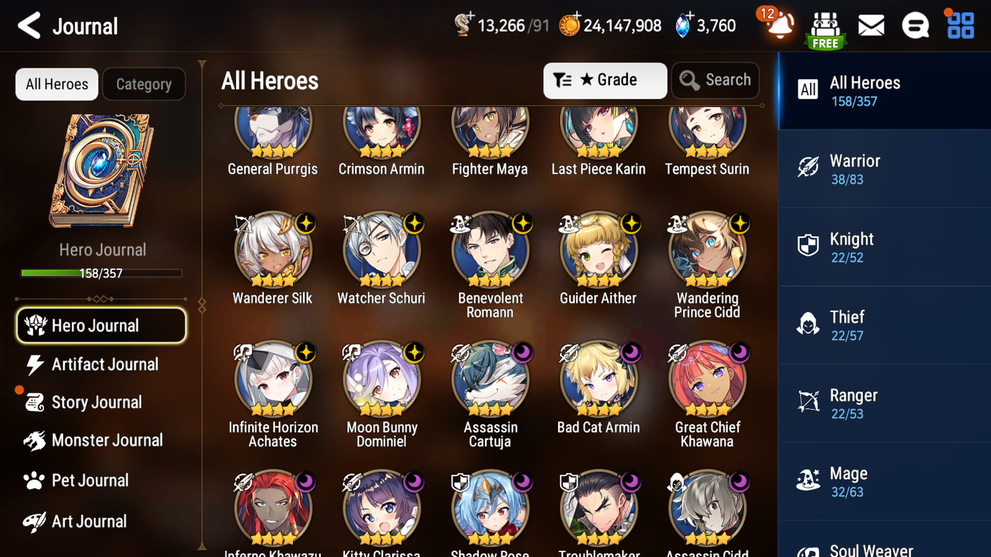 [GLOBAL] Epic 7 Seven 10ML + 34 4★ ML(lots dups) + 30 ML Coin Hellion Lua Navy Captain Landy Dragon Bride Senya Zio Straze Rimuru Seaside Bellona 10-10 Account-Mobile Games Starter