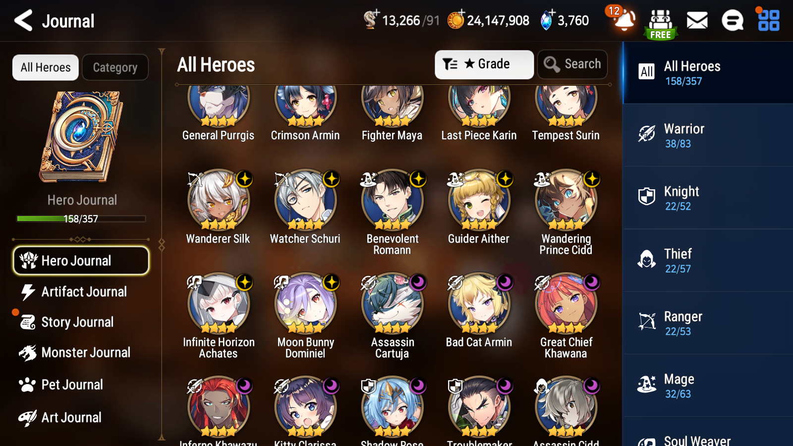 [GLOBAL] Epic 7 Seven 10ML + 34 4★ ML(lots dups) + 30 ML Coin Hellion Lua Navy Captain Landy Dragon Bride Senya Zio Straze Rimuru Seaside Bellona 10-10 Account-Mobile Games Starter