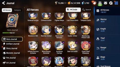 [GLOBAL] Epic 7 Seven 10ML + 34 4★ ML(lots dups) + 30 ML Coin Hellion Lua Navy Captain Landy Dragon Bride Senya Zio Straze Rimuru Seaside Bellona 10-10 Account-Mobile Games Starter