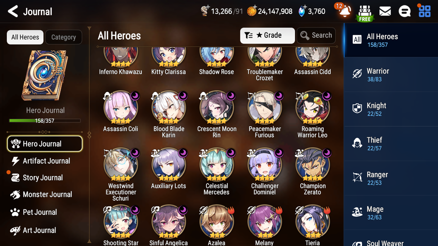 [GLOBAL] Epic 7 Seven 10ML + 34 4★ ML(lots dups) + 30 ML Coin Hellion Lua Navy Captain Landy Dragon Bride Senya Zio Straze Rimuru Seaside Bellona 10-10 Account-Mobile Games Starter