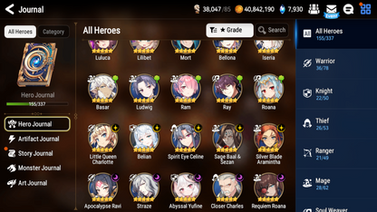 [Global] Epic 7 Seven 10ML+30 4*ML Abyssal Yufine Straze Belian Apocalypse Ravi Requiem Roana 10-10 Account-Mobile Games Starter