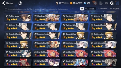 [GLOBAL] Epic 7 Seven 11ML + 24 4★ ML Lone Wolf Peira Abyssal Yufine ++20 speed++ 10-10 Account-Mobile Games Starter