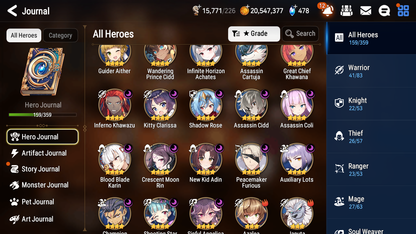 [GLOBAL] Epic 7 Seven 11ML + 24 4★ ML Lone Wolf Peira Abyssal Yufine ++20 speed++ 10-10 Account-Mobile Games Starter