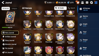 [GLOBAL] Epic 7 Seven 11ML + 32 4★ ML(lots dups) Hellion Lua Empyrean Ilynav Belian Lionheart Cermia Remnant Violet Sez Rimuru+20 Speed 10-10 Account-Mobile Games Starter