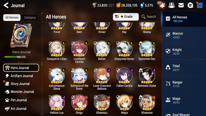 [GLOBAL] Epic 7 Seven 11ML + 32 4★ ML(lots dups) Hellion Lua Empyrean Ilynav Belian Lionheart Cermia Remnant Violet Sez Rimuru+20 Speed 10-10 Account-Mobile Games Starter