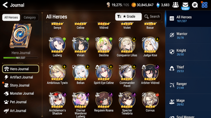 [GLOBAL] Epic 7 Seven 11ML+25 4*ML Arbiter Vildred Belian Conqueror Lilias Spirit Eye Celine Commander Pavel Archdemon's Shadow 10-10 Account-Mobile Games Starter