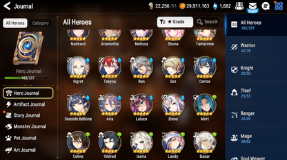 [Global] Epic 7 Seven 11ML+25 4*ML+4 limited Lone Crescent Bellona Designer Lilibet Mediator Kawerik Judge Kise DJ Basar Seaside Cerise Landy Jack+ Name 10-10 Account-Mobile Games Starter