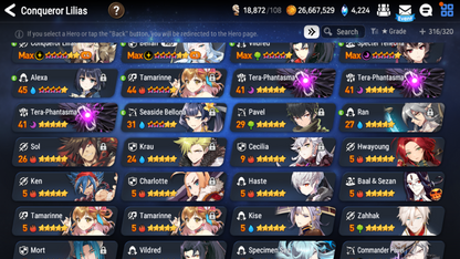 [GLOBAL] Epic 7 Seven 11ML+27 4*ML Navy Captain Landy Sea Phantom Politis Belian Requiem Roana Conqueror Lilias Specimen Sez Ludwig Iseria Tenebria Pavel + Name 10-10 Account-Mobile Games Starter