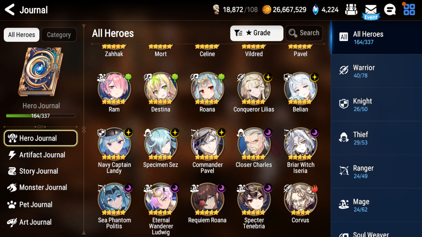 [GLOBAL] Epic 7 Seven 11ML+27 4*ML Navy Captain Landy Sea Phantom Politis Belian Requiem Roana Conqueror Lilias Specimen Sez Ludwig Iseria Tenebria Pavel + Name 10-10 Account-Mobile Games Starter