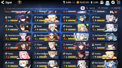 [Global] Epic 7 Seven 11ML+28 4*ML Navy Landy Sea Phantom Politis Straze Zio Maid Chloe Ambitious Tywin Specter Tenebria 10-10 Account-Mobile Games Starter