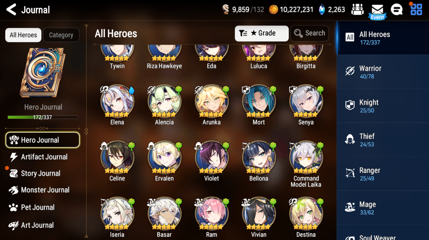 [Global] Epic 7 Seven 11ML+28 4*ML Navy Landy Sea Phantom Politis Straze Zio Maid Chloe Ambitious Tywin Specter Tenebria 10-10 Account-Mobile Games Starter