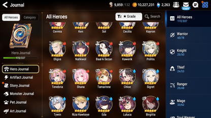 [Global] Epic 7 Seven 11ML+28 4*ML Navy Landy Sea Phantom Politis Straze Zio Maid Chloe Ambitious Tywin Specter Tenebria 10-10 Account-Mobile Games Starter