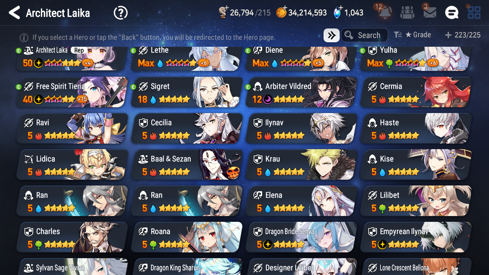 [GLOBAL] Epic 7 Seven 12ML + 24 4★ ML Empyrean Ilynav Dragon Bride Senya Lone Crescent Bellona Requiem Roana Lidica Vivian Sharun Lilibet Diene Lethe +20 speed++ 10-10 Account-Mobile Games Starter