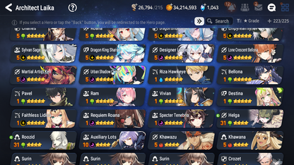 [GLOBAL] Epic 7 Seven 12ML + 24 4★ ML Empyrean Ilynav Dragon Bride Senya Lone Crescent Bellona Requiem Roana Lidica Vivian Sharun Lilibet Diene Lethe +20 speed++ 10-10 Account-Mobile Games Starter