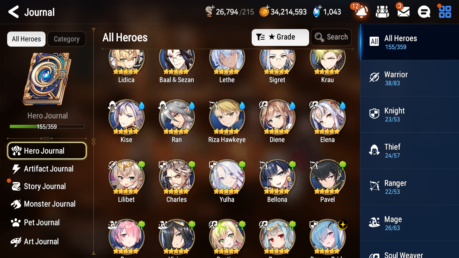 [GLOBAL] Epic 7 Seven 12ML + 24 4★ ML Empyrean Ilynav Dragon Bride Senya Lone Crescent Bellona Requiem Roana Lidica Vivian Sharun Lilibet Diene Lethe +20 speed++ 10-10 Account-Mobile Games Starter