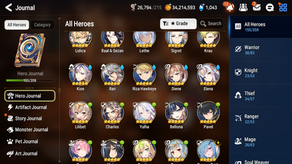 [GLOBAL] Epic 7 Seven 12ML + 24 4★ ML Empyrean Ilynav Dragon Bride Senya Lone Crescent Bellona Requiem Roana Lidica Vivian Sharun Lilibet Diene Lethe +20 speed++ 10-10 Account-Mobile Games Starter