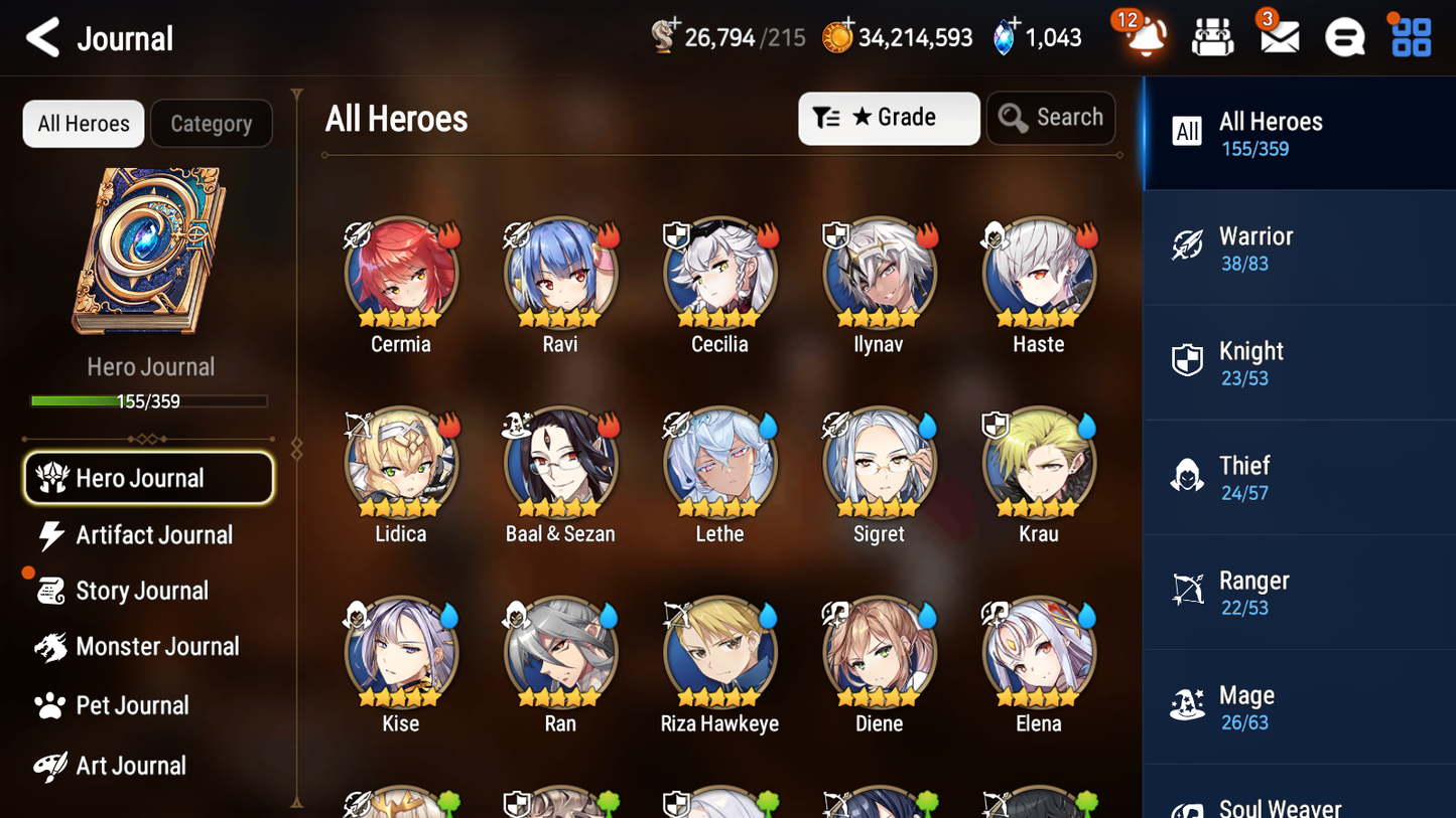 [GLOBAL] Epic 7 Seven 12ML + 24 4★ ML Empyrean Ilynav Dragon Bride Senya Lone Crescent Bellona Requiem Roana Lidica Vivian Sharun Lilibet Diene Lethe +20 speed++ 10-10 Account-Mobile Games Starter