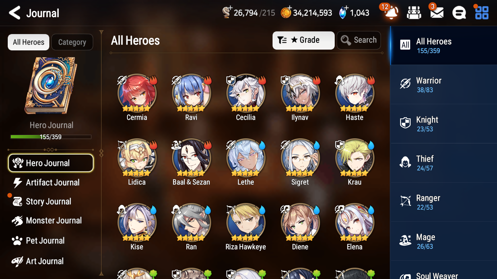 [GLOBAL] Epic 7 Seven 12ML + 24 4★ ML Empyrean Ilynav Dragon Bride Senya Lone Crescent Bellona Requiem Roana Lidica Vivian Sharun Lilibet Diene Lethe +20 speed++ 10-10 Account-Mobile Games Starter