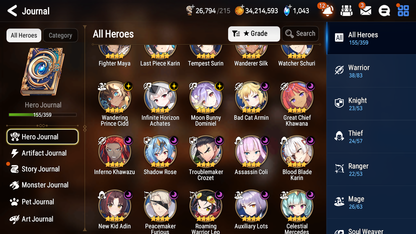 [GLOBAL] Epic 7 Seven 12ML + 24 4★ ML Empyrean Ilynav Dragon Bride Senya Lone Crescent Bellona Requiem Roana Lidica Vivian Sharun Lilibet Diene Lethe +20 speed++ 10-10 Account-Mobile Games Starter