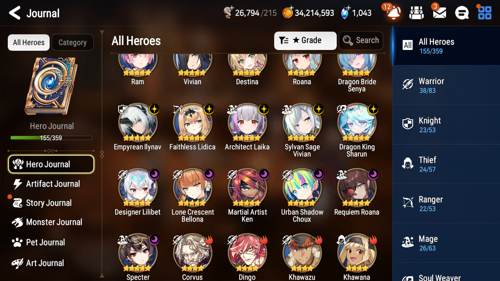 [GLOBAL] Epic 7 Seven 12ML + 24 4★ ML Empyrean Ilynav Dragon Bride Senya Lone Crescent Bellona Requiem Roana Lidica Vivian Sharun Lilibet Diene Lethe +20 speed++ 10-10 Account-Mobile Games Starter